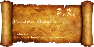 Paschka Klaudia névjegykártya